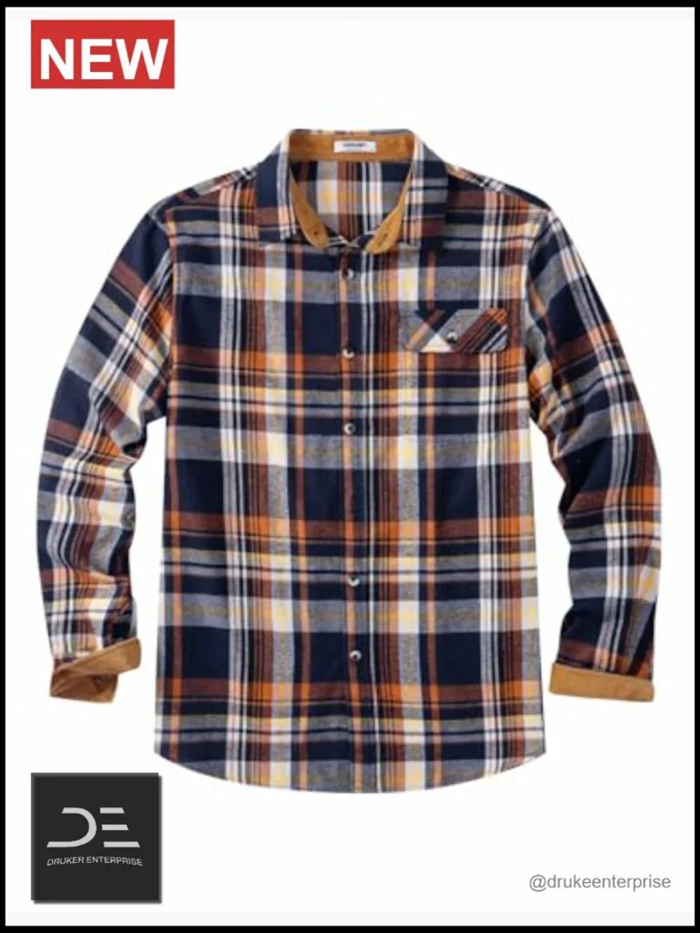 Long Sleeve Button Down Plaid Shirt Work Men's Flannel Casual